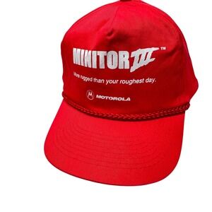 Motorola‎ Minitor III Hat Cap Snap Back Red Rope Trucker Advertising Mens